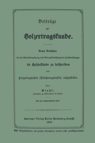 Kniha Beitrage Zur Holzertragskunde Gustav Stahl