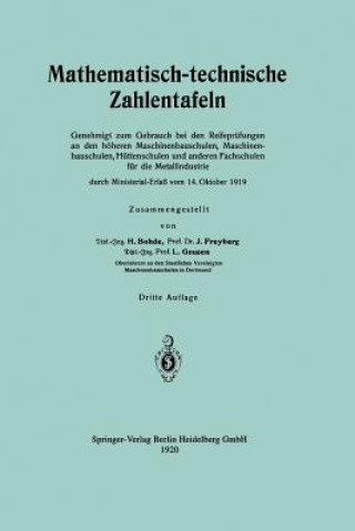 Könyv Mathematisch-Technische Zahlentafeln Leonhard Geusen