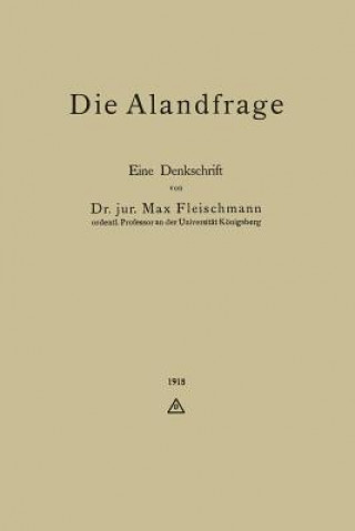 Kniha Alandfrage Max Fleischmann