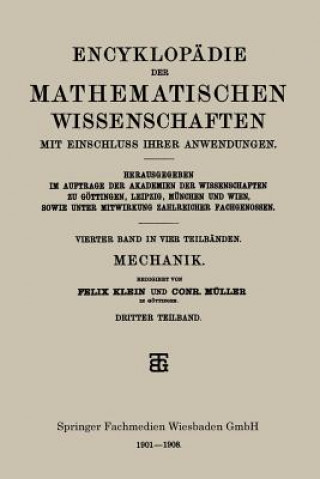 Carte Encyklopadie Der Mathematischen Wissenschaften Mit Einschluss Ihrer Anwendungen Conr Muller