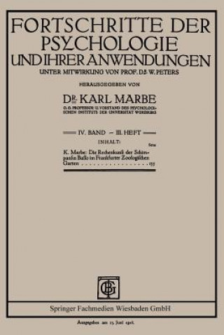 Книга Rechenkunst Der Schimpansin Basso Im Frankfurter Zoologischen Garten Karl Marbe