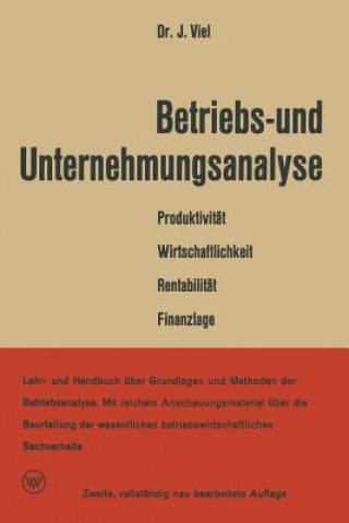 Kniha Betriebs- Und Unternehmungsanalyse Dr Rer Pol Jakob Viel