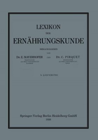 Könyv Lexikon Der Ernahrungskunde Clemens Pirquet Von Cesenatico