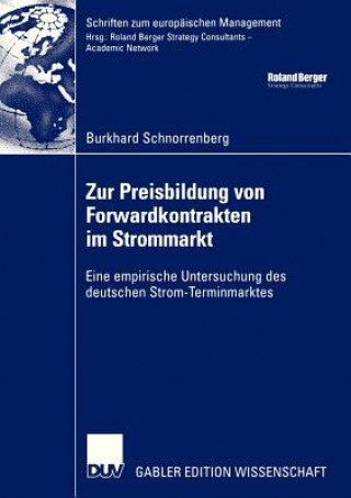 Carte Zur Preisbildung Von Forwardkontrakten Im Strommarkt Burkhard Schnorrenberg