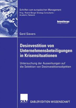 Book Desinvestition Von Unternehmensbeteiligungen in Krisensituationen Gerd Sievers