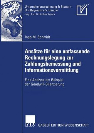 Kniha Ans tze F r Eine Umfassende Rechnungslegung Zur Zahlungsbemessung Und Informationsvermittlung Ingo M Schmidt
