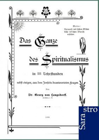 Knjiga Ganze Des Spiritualismus Georg Von Langsdorff