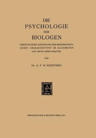 Könyv Psychologie Der Biologen Albert Franciscus Marinus Reijnders