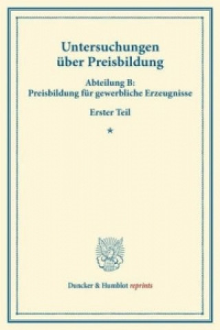 Book Untersuchungen über Preisbildung. 