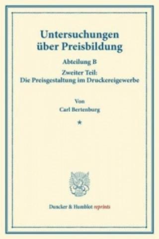 Buch Untersuchungen über Preisbildung. Carl Bertenburg