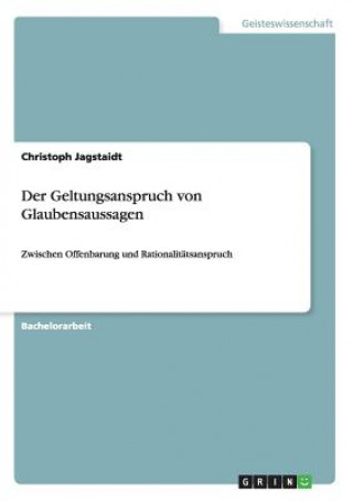 Książka Geltungsanspruch von Glaubensaussagen Christoph Jagstaidt