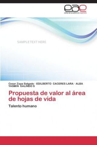 Kniha Propuesta de valor al area de hojas de vida Zapa Salgado Cesar