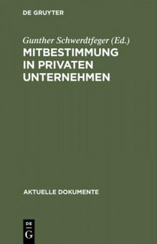 Kniha Mitbestimmung in privaten Unternehmen Gunther Schwerdtfeger