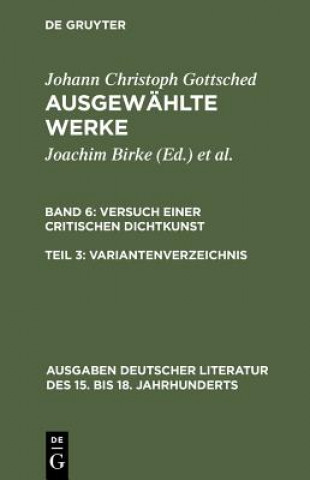 Könyv Variantenverzeichnis Johann Christoph Gottsched