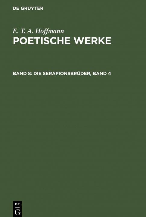 Libro Serapionsbruder, Band 4 E. T. A. Hoffmann