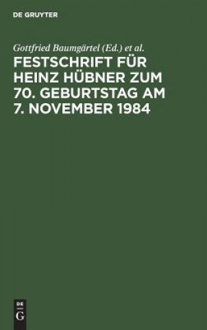 Carte Festschrift Fur Heinz Hubner Zum 70. Geburtstag Am 7. November 1984 Gottfried Baumgärtel
