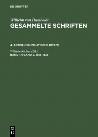 Kniha Gesammelte Schriften, Band 17, Band 2. 1813-1835 Wilhelm Richter