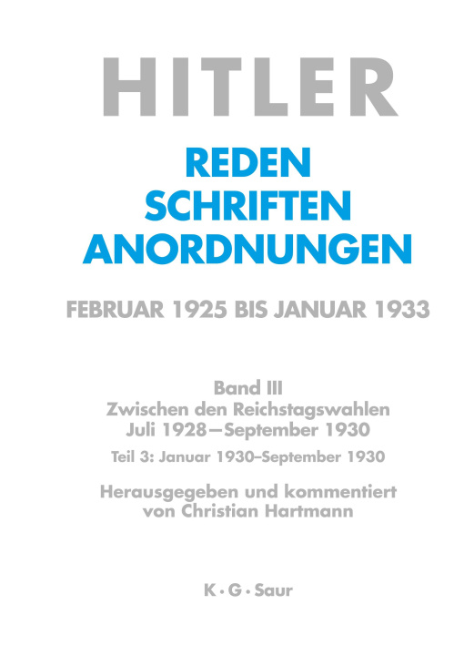 Boek Januar 1930 - September 1930 Christian Hartmann