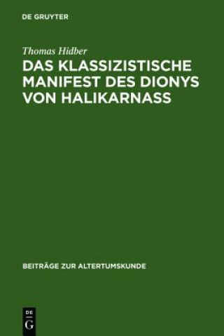 Carte klassizistische Manifest des Dionys von Halikarnass Thomas Hidber