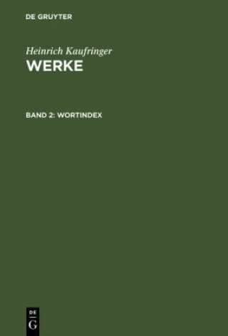 Knjiga Werke, Band 2, Wortindex Heinrich Kaufringer