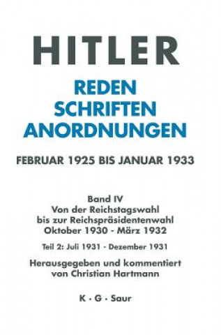 Kniha Juli 1931 - Dezember 1931 Christian Hartmann