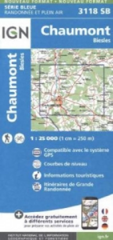 Nyomtatványok IGN Karte, Serie Bleue Chaumont Biesles 