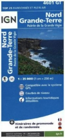 Prasa IGN Karte, Carte de randonnée (et plein air) Nord - Grande-Terre - Pointe de la Grande Vigie - Île de la Guadeloupe 