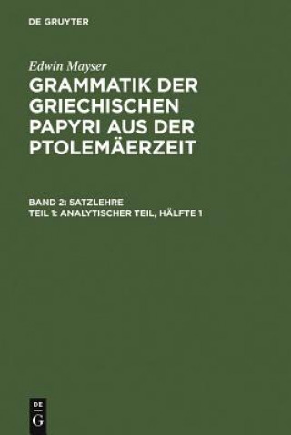 Kniha Analytischer Teil, Halfte 1 Edwin Mayser