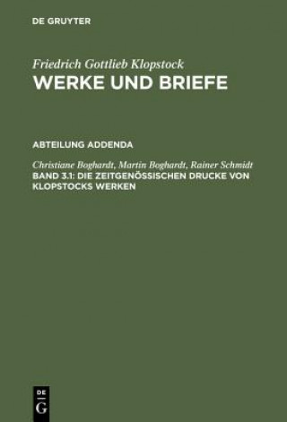 Książka zeitgenoessischen Drucke von Klopstocks Werken Christiane Boghardt