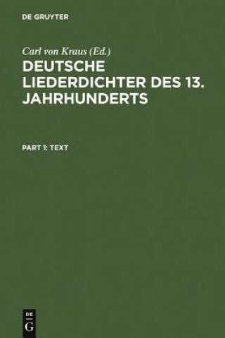 Książka Deutsche Liederdichter Des 13. Jahrhunderts Carl Von Kraus