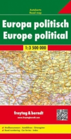 Tiskovina Europa politisch, Straßenkarte 1:3.500.000, freytag & berndt. Freytag & Berndt Mapa de carreteras Europa politico. Freytag & Berndt Autokaart Europ po 