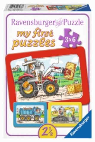 Játék Ravensburger Kinderpuzzle - 06573 Bagger, Traktor und Kipplader - my first puzzle mit 3x6 Teilen - Puzzle für Kinder ab 2,5 Jahren 
