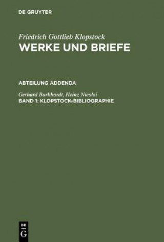 Kniha Klopstock, Friedrich Gottlieb Gerhard Burkhardt