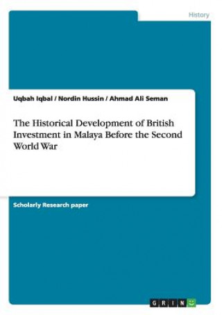 Kniha The Historical Development of British Investment in Malaya Before the Second World War Nordin Hussin