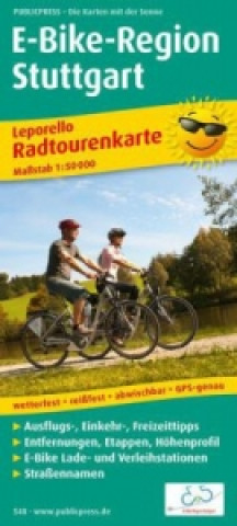 Tlačovina PublicPress Radwanderkarte Leporello E-Bike-Region Stuttgart 