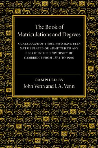 Knjiga Book of Matriculations and Degrees John Venn