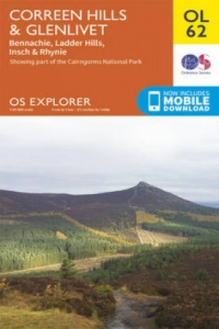 Tiskovina Correen Hills & Glenlivet, Bennachie & Ladder Hills, Insch & Rhynie Ordnance Survey