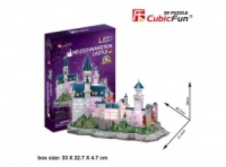 Hra/Hračka Puzzle 3D Zámek Neuschwanstein / led - 128 dílků 