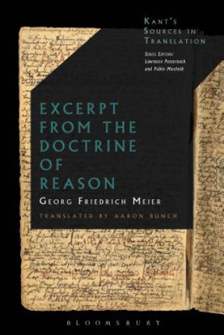 Kniha Excerpt from the Doctrine of Reason Georg Friedrich Meier