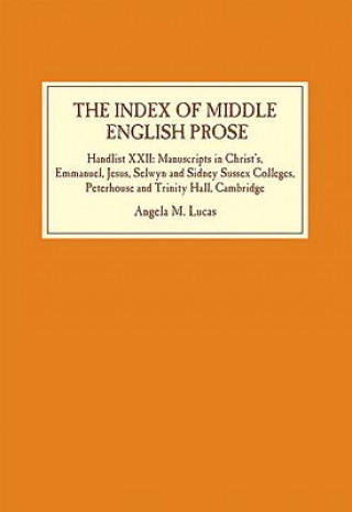 Kniha The Index of Middle English Prose Angela Lucas