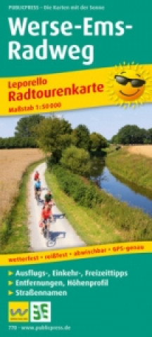 Tiskovina PublicPress Leporello Radtourenkarte Werse-Ems-Radweg 