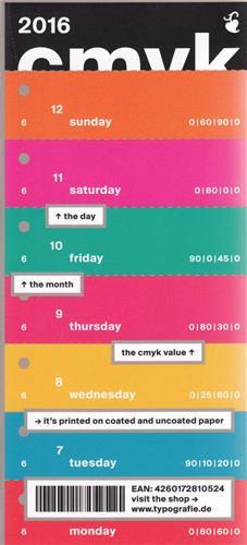 Carte C M Y K Color Swatch Calendar 2016 