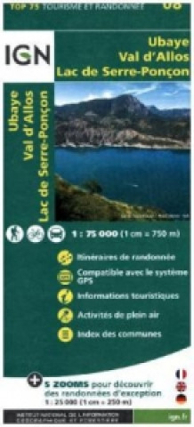 Nyomtatványok IGN Karte, Tourisme et Randonnée Ubaye, Val d'Allos, Lac de Serre-Poncon 