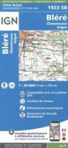 Materiale tipărite IGN Karte, Serie Bleue Top 25 Bléré Chenonceaux 