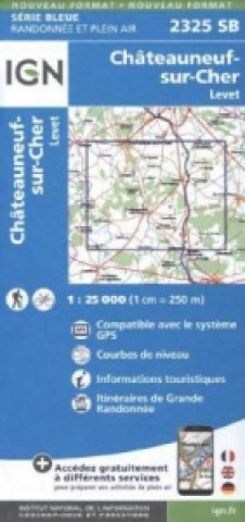 Tiskovina IGN Karte, Serie Bleue Top 25 Châteauneuf Cher 