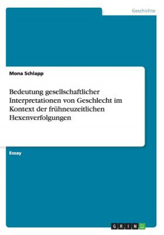 Kniha Bedeutung gesellschaftlicher Interpretationen von Geschlecht im Kontext der fruhneuzeitlichen Hexenverfolgungen Mona Schlapp