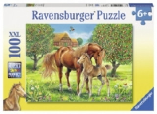Játék Ravensburger Kinderpuzzle - 10577 Pferdeglück auf der Wiese - Pferde-Puzzle für Kinder ab 6 Jahren, mit 100 Teilen im XXL-Format 
