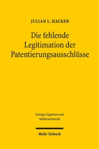 Könyv Die fehlende Legitimation der Patentierungsausschlusse Julian L. Hacker