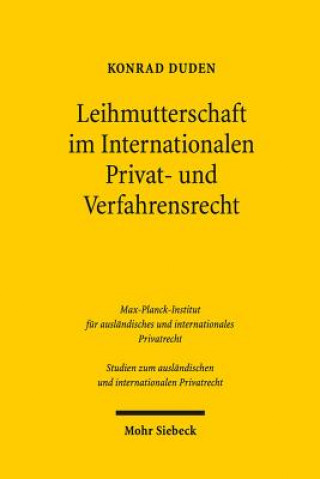 Kniha Leihmutterschaft im Internationalen Privat- und Verfahrensrecht Konrad Duden