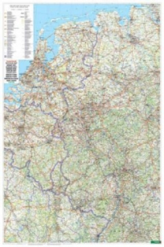Nyomtatványok Freytag & Berndt Poster Wandkarte: Deutschland West 1:500.000, Plano in Rolle 